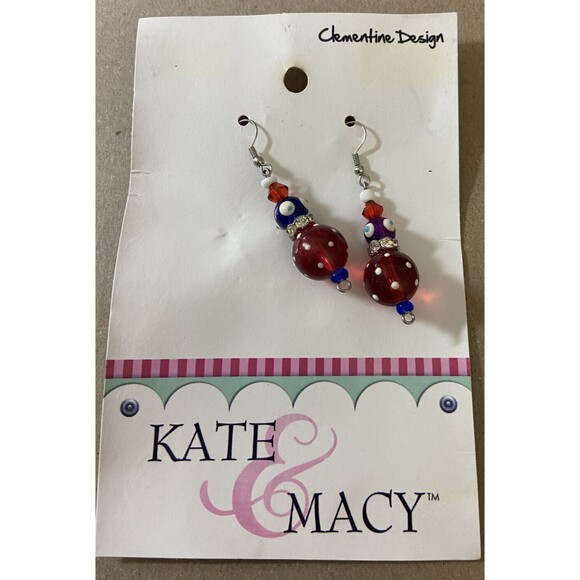 Kate & Macy Clementine Design Lighthouse Lane Red White Blue Earrings Jewelry - Picture 2 of 3